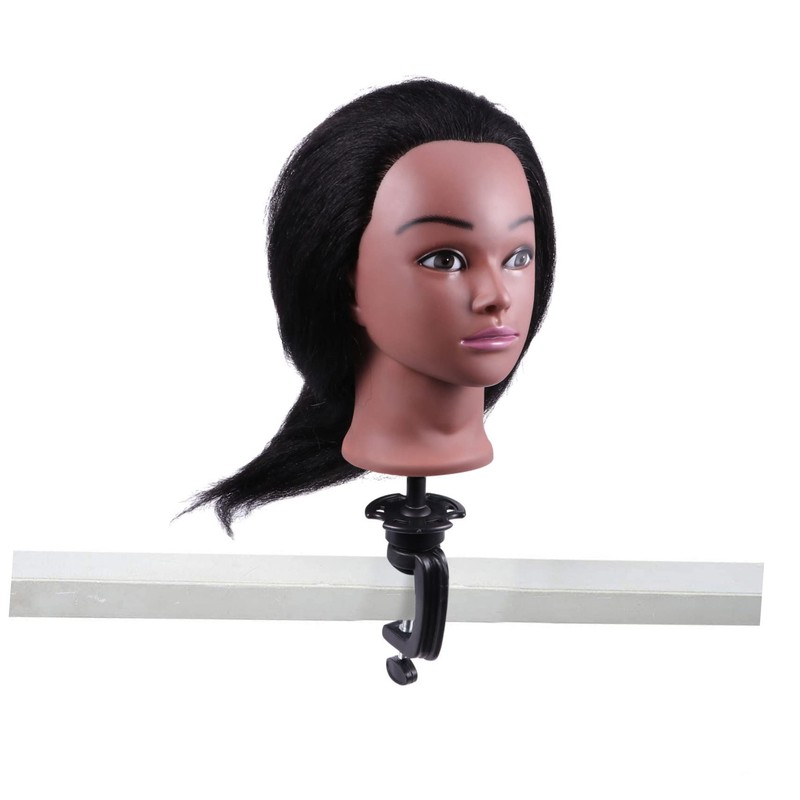 Healvian 1 Set Human Hair Braiding Mannequin Head Hair Cutting