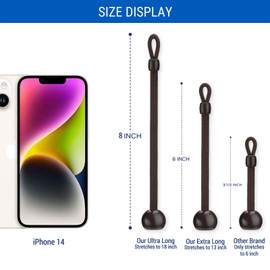 IVYSUN Universal Bungee Tie Downs - Ultra Long Replacement Parts, Weather Resistant, Compatible with Coolaroo Exterior Roller Shade, Outdoor Blinds & Shades (Brown, 4 Pcs, 8Inch)