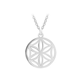 Tuscany Silver Damen Kette Mit Anhänger Rhodiniert Sterling Silber Daisy Design Scheibe Einstellbar 51cm/20zoll