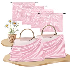 RUDONG M 4 Pack Satin Dust Bags for Handbag, Silky Dust Cover Bags with Drawstring, Pink Purse Dust Bags for Storage, Travel Pouch Clothes Shoes