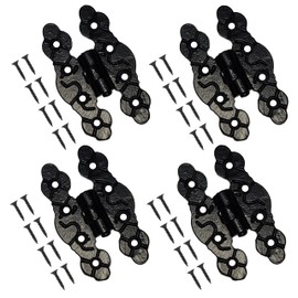 TERF® 80mm Traditional Vintage Style Antique Black Fancy Door Hinges 80mm [3.15 inch] Folding For Home Furniture Bathroom Cabinet Window Wardrobe Showcase Doors Including Fixing Screw - Pack of 4
