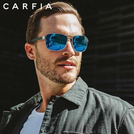 CARFIA Chic Men's Polarised Sunglasses UV Protection Mountain Outdoor Driving Glasses CA5397, c4-blue lisen