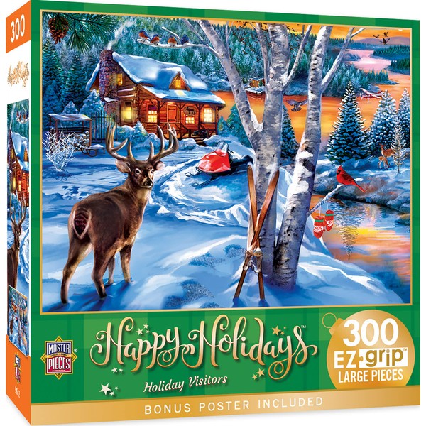 MasterPieces 300 Piece EZ Grip Christmas Jigsaw Puzzle - Holiday Visitors - 18"x24"