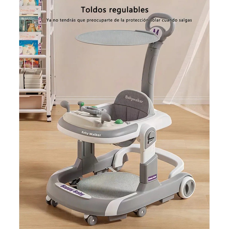 Andadera Musical Bebé Juguetes Interactiva Plegable Portátil Color Plateado Altura