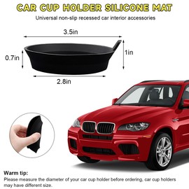 Ohleats 2 PCS Car Cup Coaster, 2.75 Inch Silicone Non-Slip Auto Cup Holder Insert Coasters, Universal Recessed Drink Cup Mat for Most Vehicles, Interior Decor Car Accessories (Black)