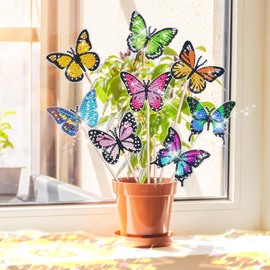 8 Piece Diamond Painting Butterfly Sets, Diamond Painting Children Adults Garden Decoration for Outdoor and Indoor Balcony Decoration, Crafts for Children, Diamond Painting Gift for Mum and Children