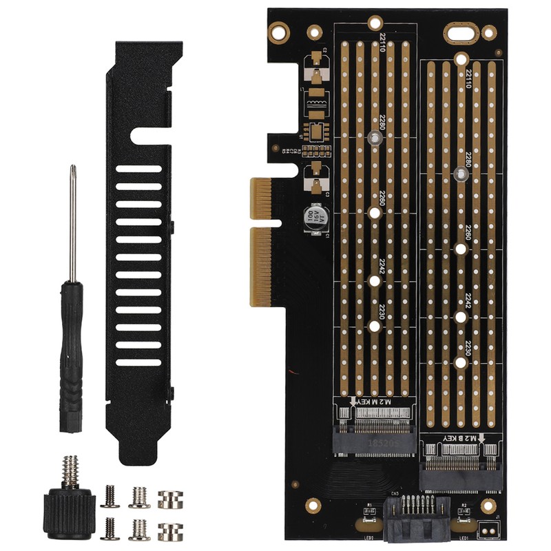 PCIE to M.2 SATA+NVME Dual Disk Expansion Card for 2230