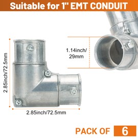 1 Inch EMT Conduit Inside Corner Pull Elbows, 90 Degree EMT to EMT Coupling with Detachable Capped Cover, Zinc Die-Cast, Secure Set Screw Design(6PCS)