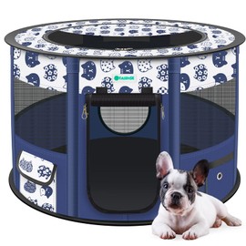 TASDISE Portable Dog Playpen, Upgraded Waterproof Bottom, Durable Mesh, Foldable Pet Playpen Exercise Kennel Tent for Dogs, Cats, Come with Free Carrying Case Great for Indoor Outdoor Travel Use, L