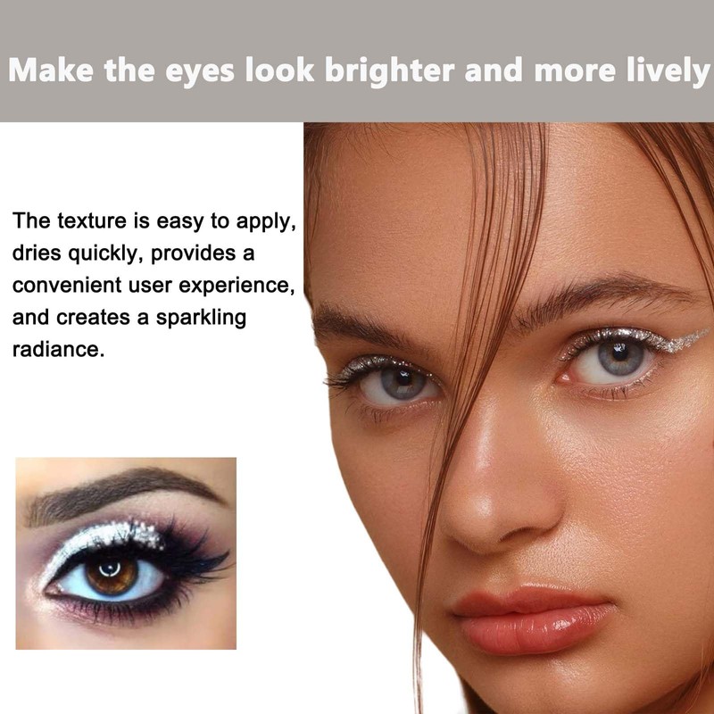 Smudge-proof Silver Glitter Eyeliner - Liquid Glitter Eyeshadow with Waterproof