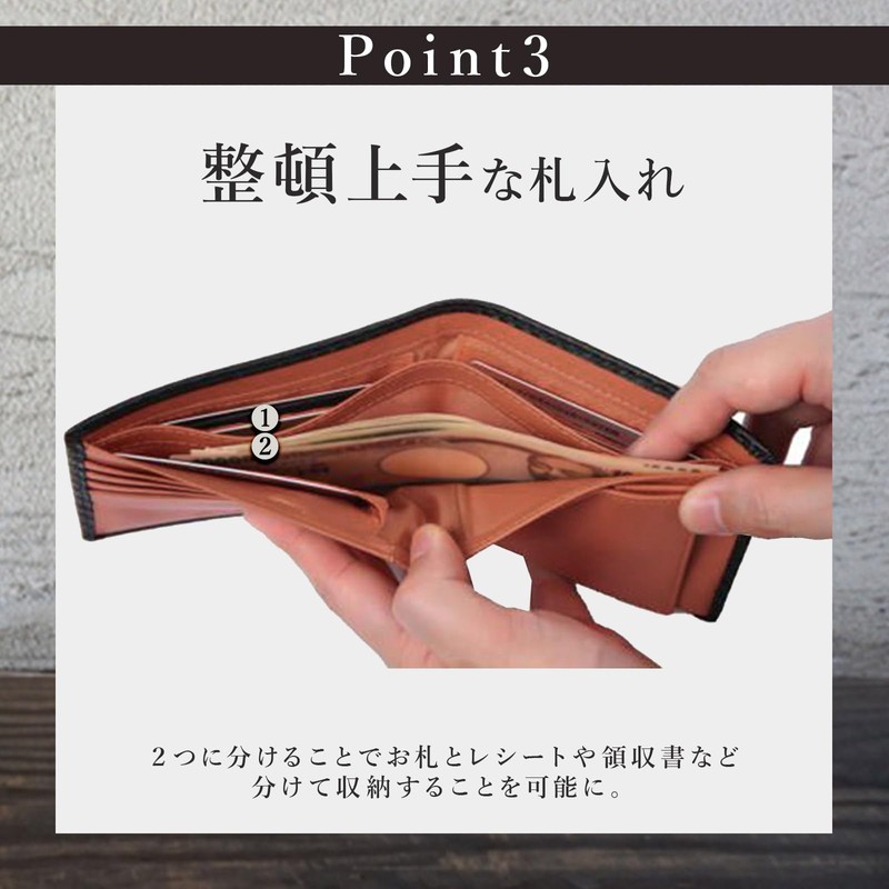 Legare Men's Bifold Wallet, Slim Type, Carbon Leather, Genuine Leather,