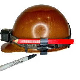 2 Pack - Hard Hat Carpenter Pencil and Marker Clip - Permanent Marker Pencil Holder - Hard Hat Pen Clip - Tough Rubber Design - Compatible with Sharpie & Others - Made in USA (Marker + Pencil Holder)