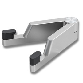 0GULUS [High Strength Aluminum Alloy] Smartphone Stand Tablet Stand Angle Adjustable 4 to 13 Inches Foldable Lightweight Compact Desktop Simple Slim Design (Silver Metallic)