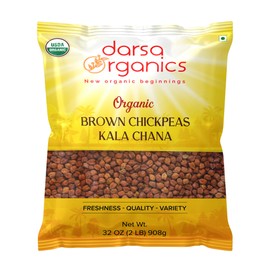 Darsa Organics Kala Chana Dal 2 lb | Brown Black Chickpeas Lentils | Garbanzo Beans | USDA Organic | Non-GMO | Chemical-Free | Kosher