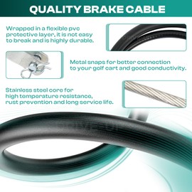 Drive-up Club Car Precedent Brake Cable, 2 PCS Golf Cart Brake Cables Stainless Steel Core Fits 2004-Up Club Car Precedent and 2018-Up Tempo Golf Carts, Driver and Passenger Side, 102557501, 103528702