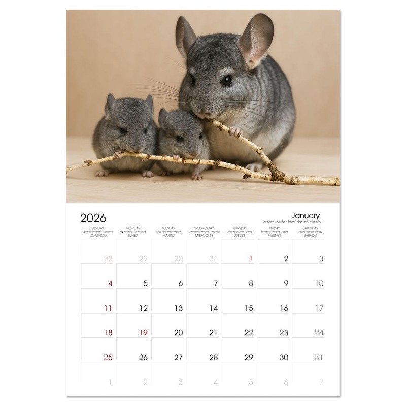 Irresistible Chinchillas (Monthly Wall Calendar 2026 16.5" x 23.4" (open)),