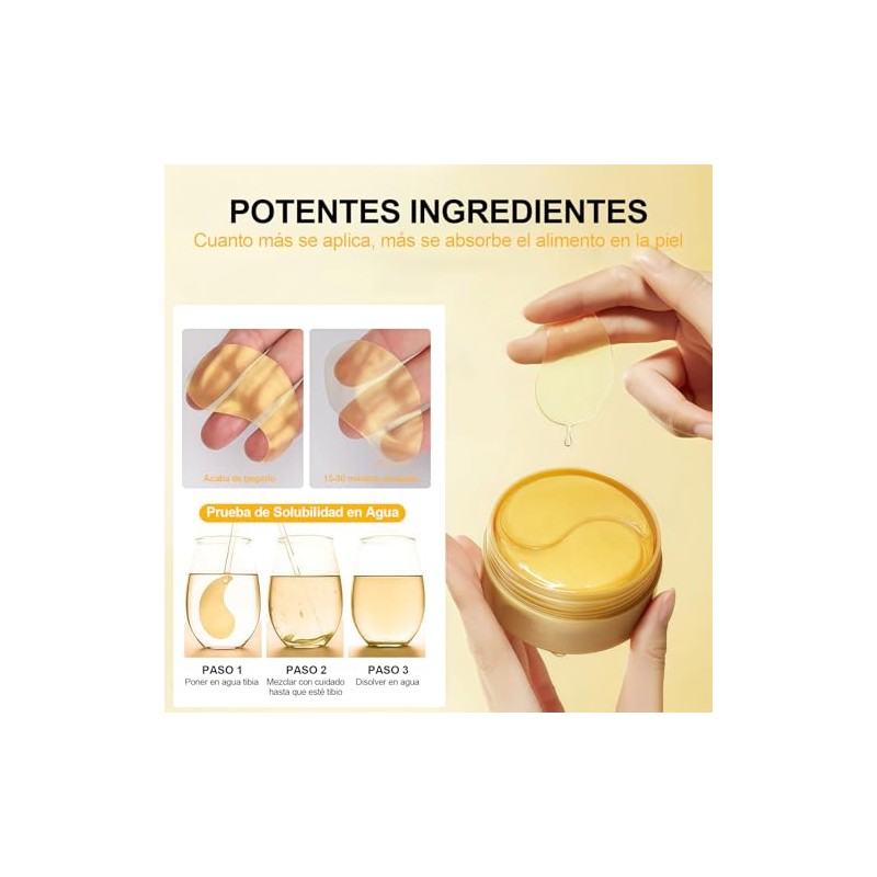 Parches para Ojos 24k Oro, 60 Pares Eye Patches Hidrogel