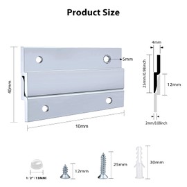 French Cleat Picture Hanger 4 Inches - 2 Pairs - Aluminum Z Bar Supports 50lbs - Interlocking Wall Mounting Bracket Hardware Kit for Hanging Mirrors, Picture, Shelf, Whiteboard, Art, Frames