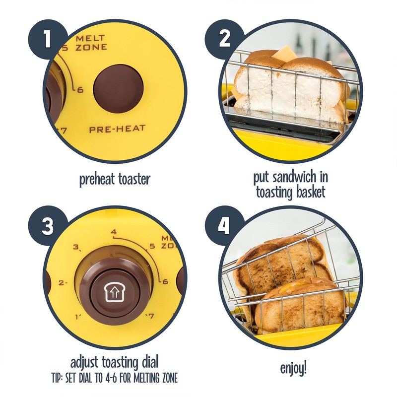 Nostalgia Deluxe Grilled Cheese Sandwich Toaster with Easy-Clean Toasting Baskets