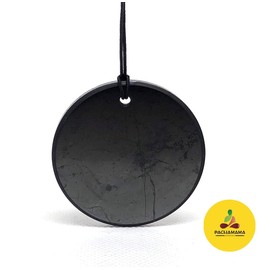 Pachamama Essentials Circle Shungite Pendant Necklace with Certificate of Authenticity, Chakra and Energy Balancing, EMF Protection
