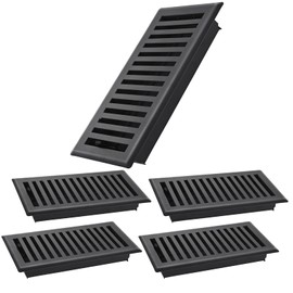 Flowild 5 Pack Floor Register 4X10 Inches, Heavy Duty Walkable Floor Vent Covers, Easy Adjust Air Supply Lever Decorative Floor Vents - Vent Covers for Home Floor - Matte Black