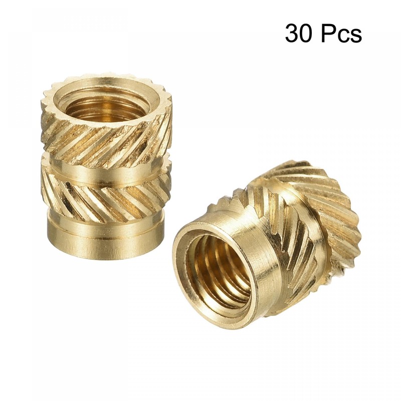 TOP-VIGOR 30Pcs M5 Threaded Knurled Insert Nuts, M5 x 8mm