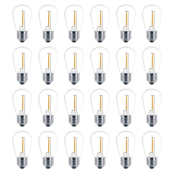 Meconard 24 Pack LED S14 Replacement Light Bulbs, Shatterproof Outdoor
