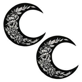 BPA 2 Pcs Embroidered Patches Moon Flower Patch Iron on Sew on Patches for Clothing Jackets etc.