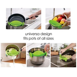 Clip-on Kitchen Food Strainer for Spaghetti, Pasta, Meat, Fruits, Vegetables. Silicone Kitchen Food Strainer for Pots & Bowls