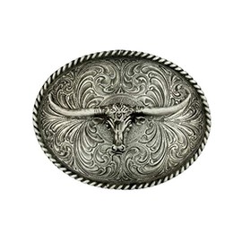 Montana Silversmiths Longhorn Collection Western Attitude Belt Buckle (Oval Longhorn Classic)