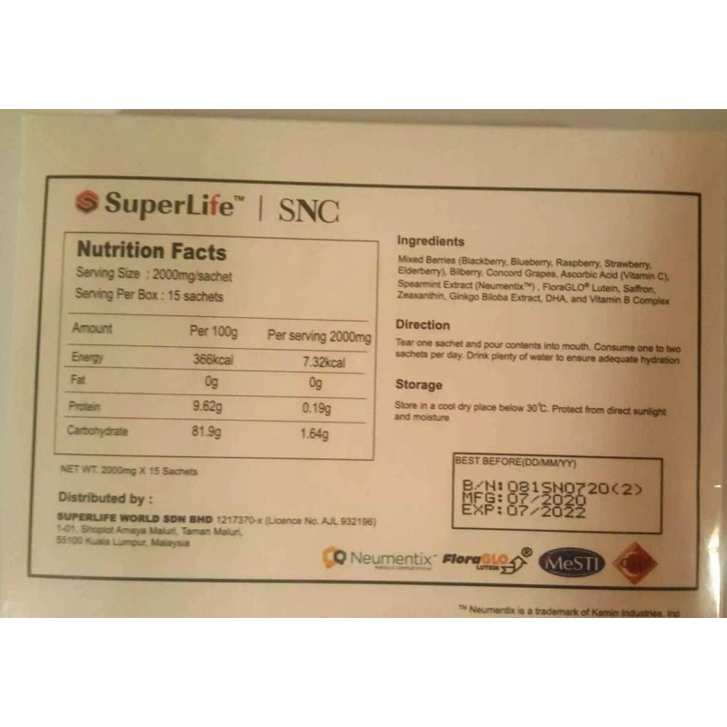 Superlife SNC Neuron Care SNC Eye Restore Vision Cognitive Function