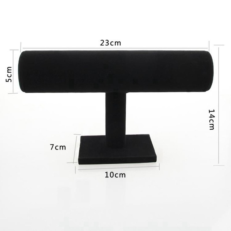 Bocar Black Velvet Bracelet Display Stand Jewelry Bangle T-Bar Display