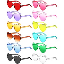 Photect 12 Pair Heart Sunglasses Colorful Heart Glasses Heart Sunglasses Party Favor (Basic Colors)