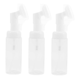 FRCOLOR 3pcs Clear Foaming Shampoo Bottles with Brush Portable Travel Dispenser for Facial Cleanser and Hand Soap for Daily Use and Easy Carrying