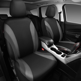 CAR PASS Line Rider Sporty Front Seat Covers,Gray Car Seat Covers Two Front Seats Only, Airbag Compatible,Universal Fit Sedans,Cars,Vans,SUV,Truck(Black and Gray)
