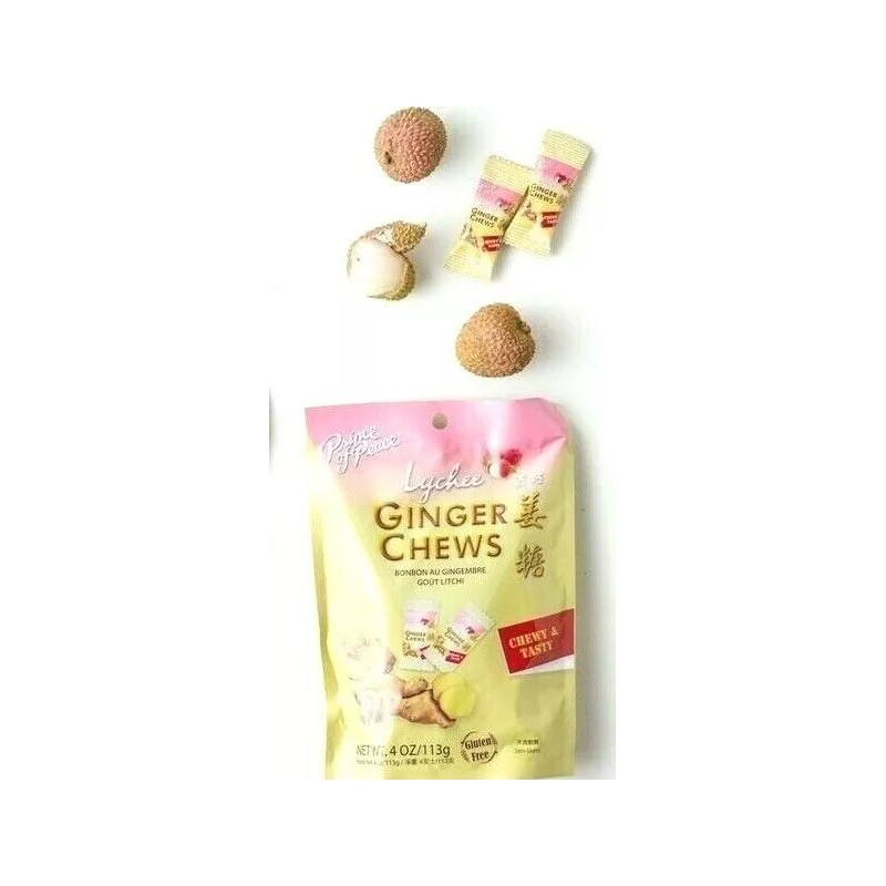 Prince of Peace Ginger Chews Candy with Lychee (100% Natural)