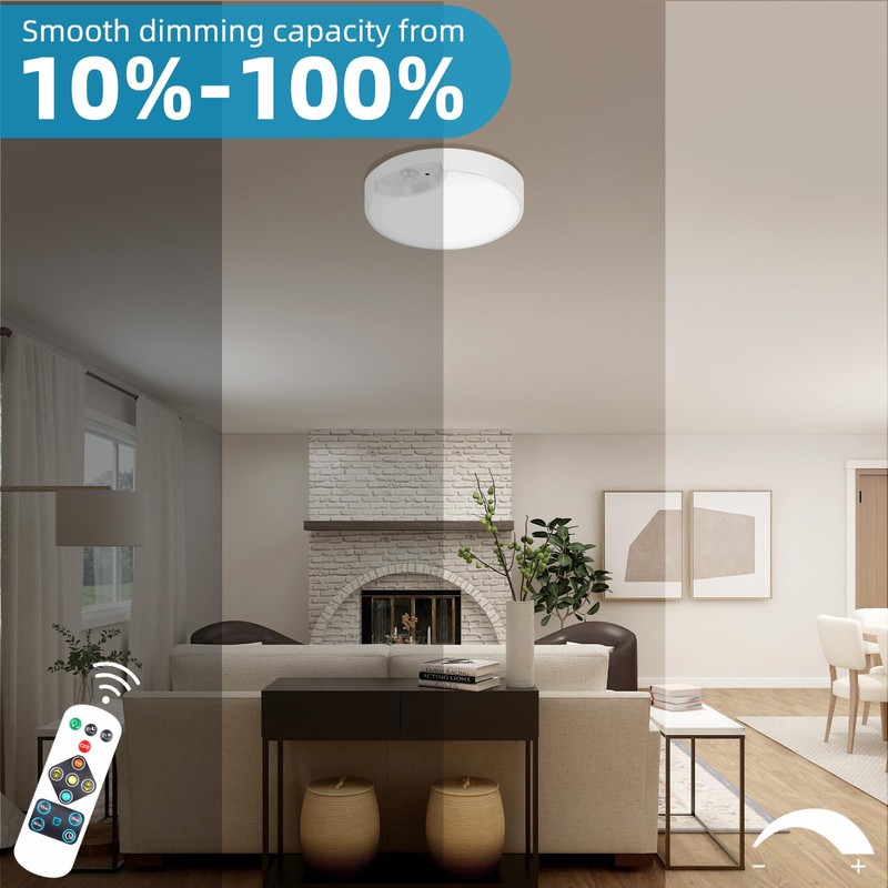 2-Pack Rechargeable Battery Operated Motion Sensor Ceiling Lights with Remotes,