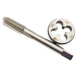 M9x0.5 Tap Die Set RH Right Hand Machine Tool M9 x 0.5 Tap and Die Thread, M9x0.5 Die Threading Tool M9 x 0.5 Metric Thread Tap and Round Die Straight Fluted