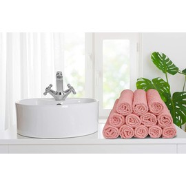 Softolle 100% Cotton Ring Spun Wash Cloths – Bulk Pack of Washcloths – 12x12 Inches – Wash Cloth for Face, Highly Absorbent, Soft and Face Towels (Pink, 60 Pack)