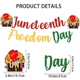 Juneteenth Decorations hanging swirls Happy Juneteenth Banner tinsel for 1865 Black Freedom Day Celebrations, Stylish Party Home Decor for Family Gatherings and Festival Events Supplies