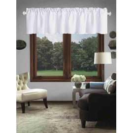 White Extra Wide Window Valance for Bedroom Living Room Kitchen Valance for Party Farmhouse Valance Panel Small Half Window Toppers Valance Short Curtain Panel 1 Piece Set