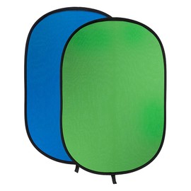 Fotodiox Pro Collapsible Background - 40x60in (3.3x4ft) Chromakey Green/Chromakey Blue 2-in-1 Background Panel