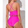 Tempt Me Women Dark Pink Two Piece Swimsuits High Waisted