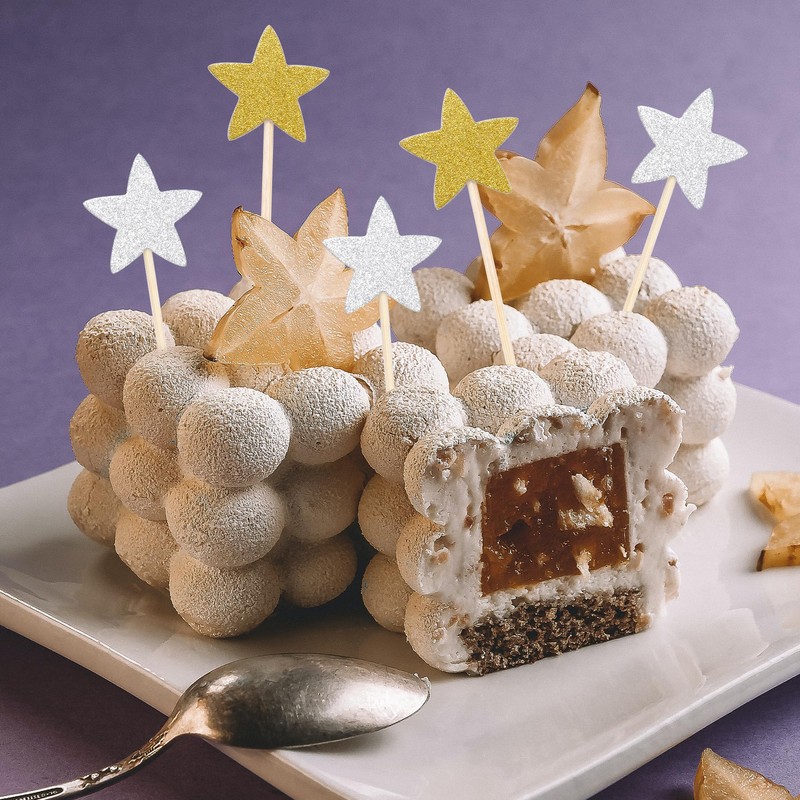 Pistha 50 Pcs Star Cupcake Toppers Glitter Twinkle Star Cupcake