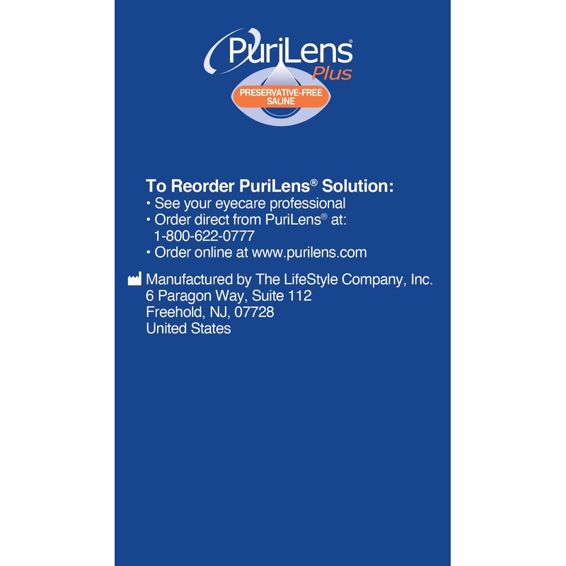 Purilens Plus Preservative-Free Contact Lens Saline 120ml (4 fl. oz.)