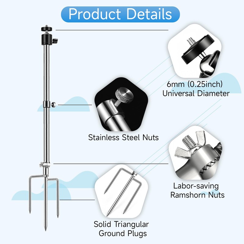 AVMAXCAM Trail Camera Stand Mounts Ground Holder, 3-in-1 Stainless Steels,