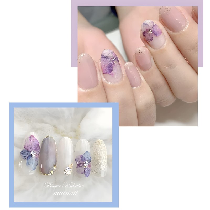 Chisafly Nail Stickers, Flowers, Hydrangea, Petals, Flower Stickers, Colorful, Summer