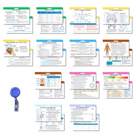EMT Badge Cards Set of 13 Double-Sided, EMT Accessories Quick Reference Pocket Guide for NREMT Exam Prep, Paramedic Flashcards EMS Badge Reel Reference Cards, Waterproof PVC 5 Color-Coded Modules