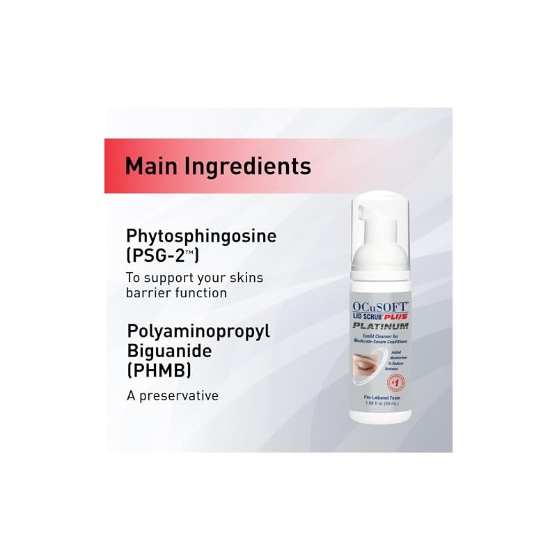 OCUSOFT LID SCRUB PLUS PLATINUM FOAMING EYELID CLEANSER 50ML