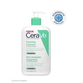 CeraVe Gel Limpiador Espumoso para Piel Normal a Grasa con Ceramidas Esenciales, Niacinamida y Ácido Hialurónico que Protege e Hidrata la Barrera Natu